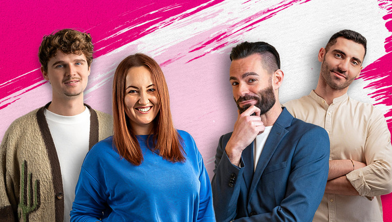 v.l.: Ontan, Naddel, Nino Kerl, Harut Estevao.
ZDF/ Julian Canto