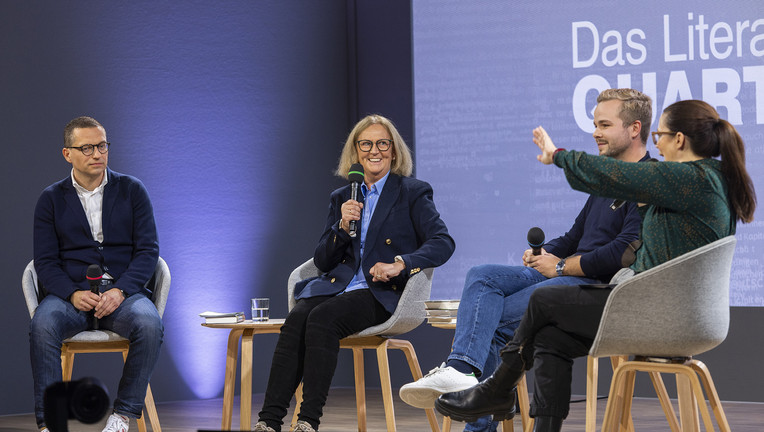 Thea Dorn und die drei Gäste des Zuschauerquartetts 2024
Copyright: ZDF/Ricardo Wiesinger